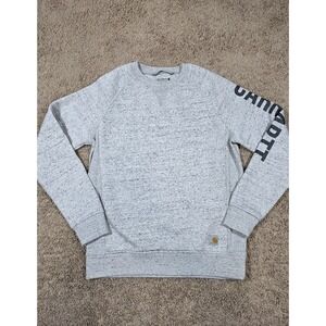 Carhartt Women's Gray Speckled Logo Sleeve Crewneck Sweatshirt Size Medium 8-10